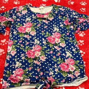 Floral Pink and Blue Women's Blouse